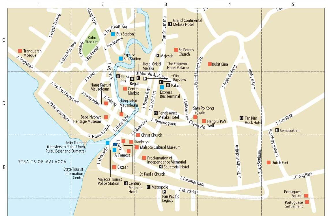 mapa de malaca malaisia