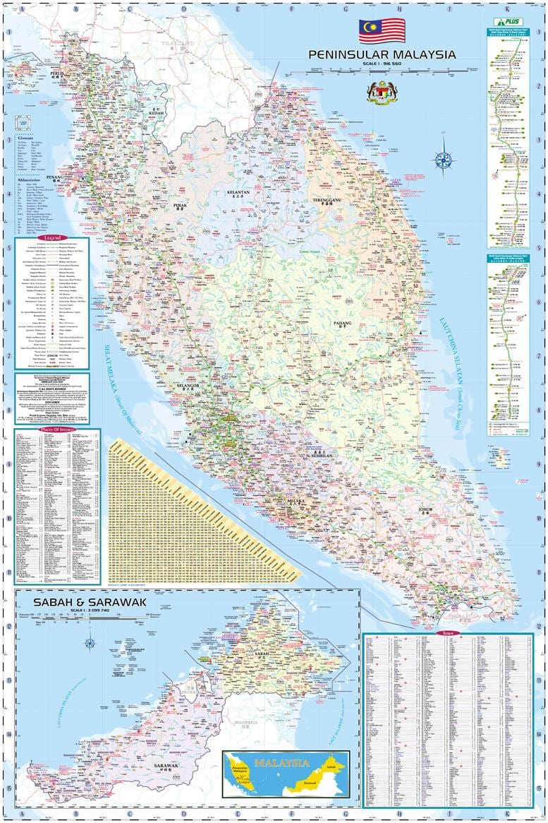 mapa de malaisia mapa do camiño e estrada guía