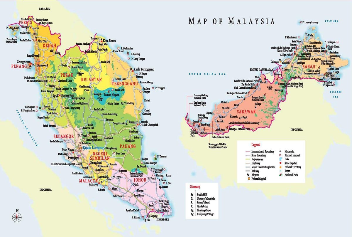 malaisia mapa para o turista