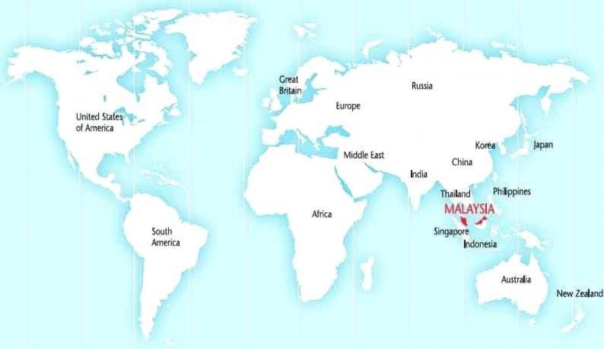 mapa do mundo mostrando malaisia