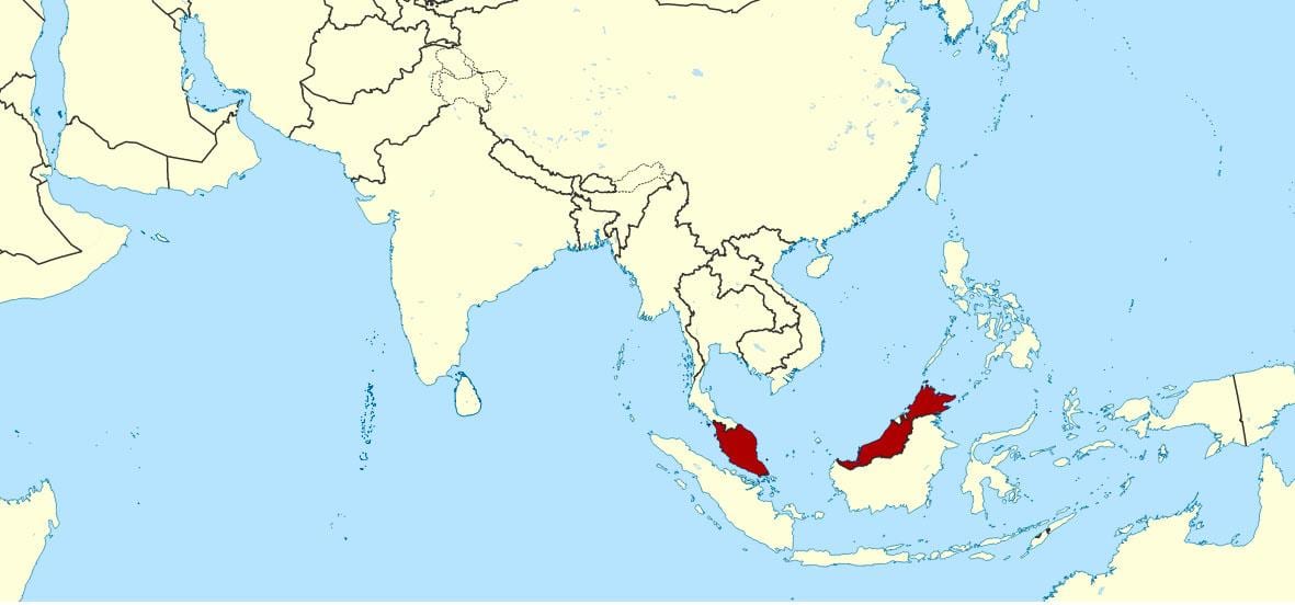 mapa mostrando malaisia