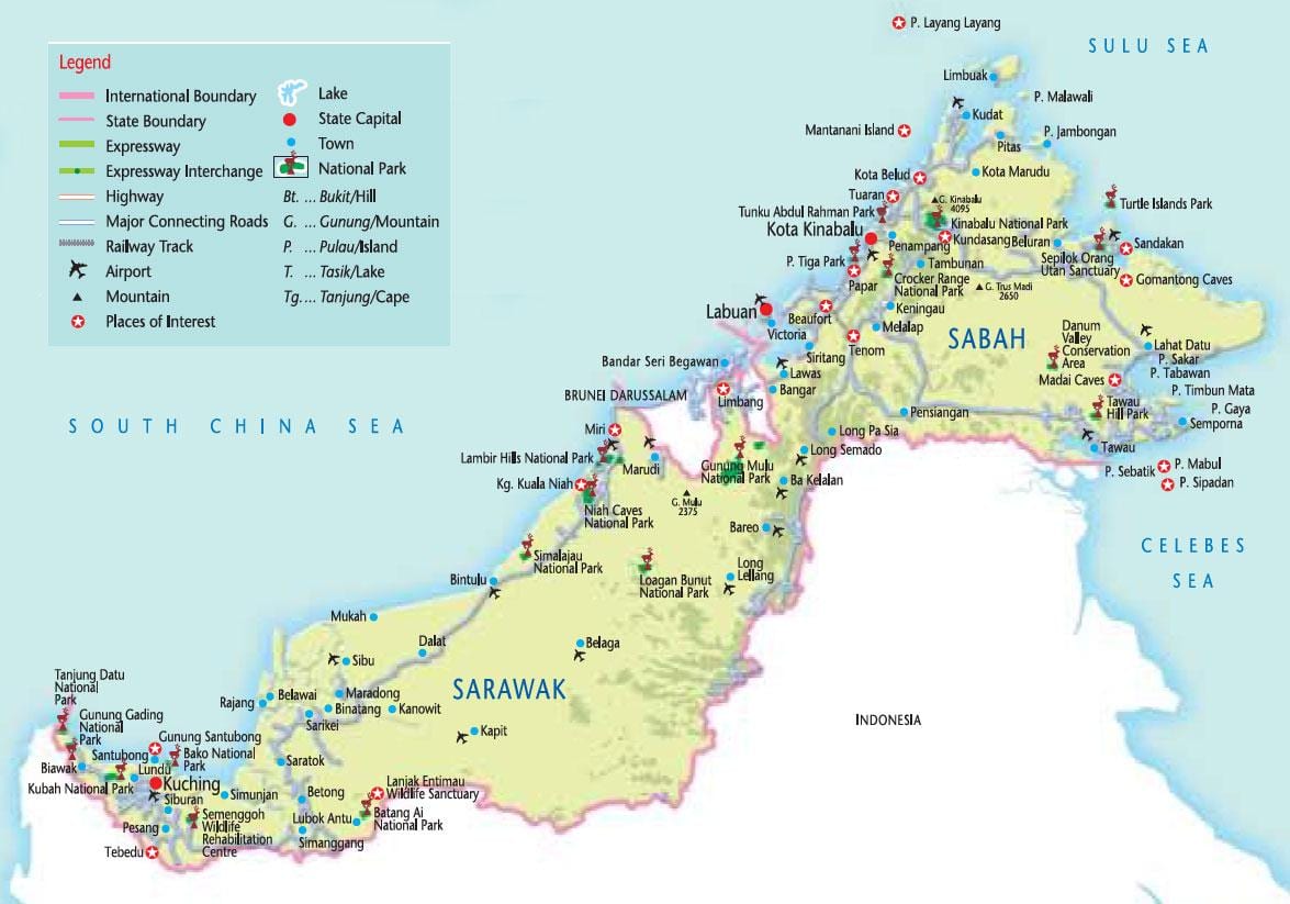 mapa de malaisia parques nacionais