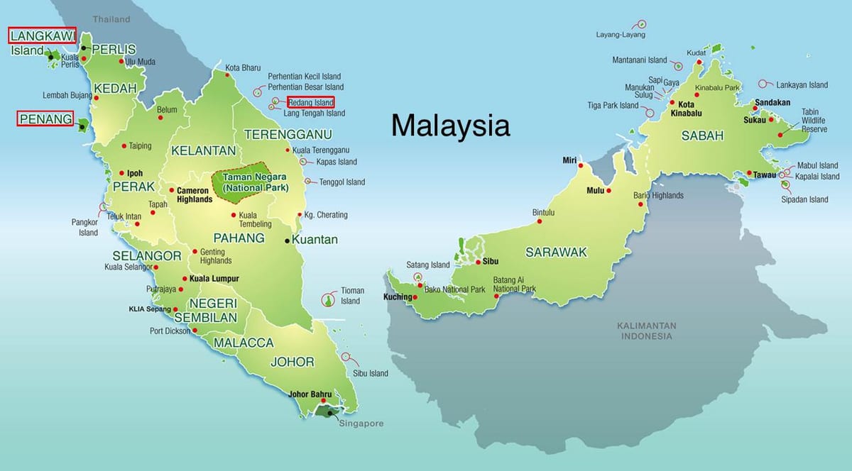 mapa de malaisia resorts de praia