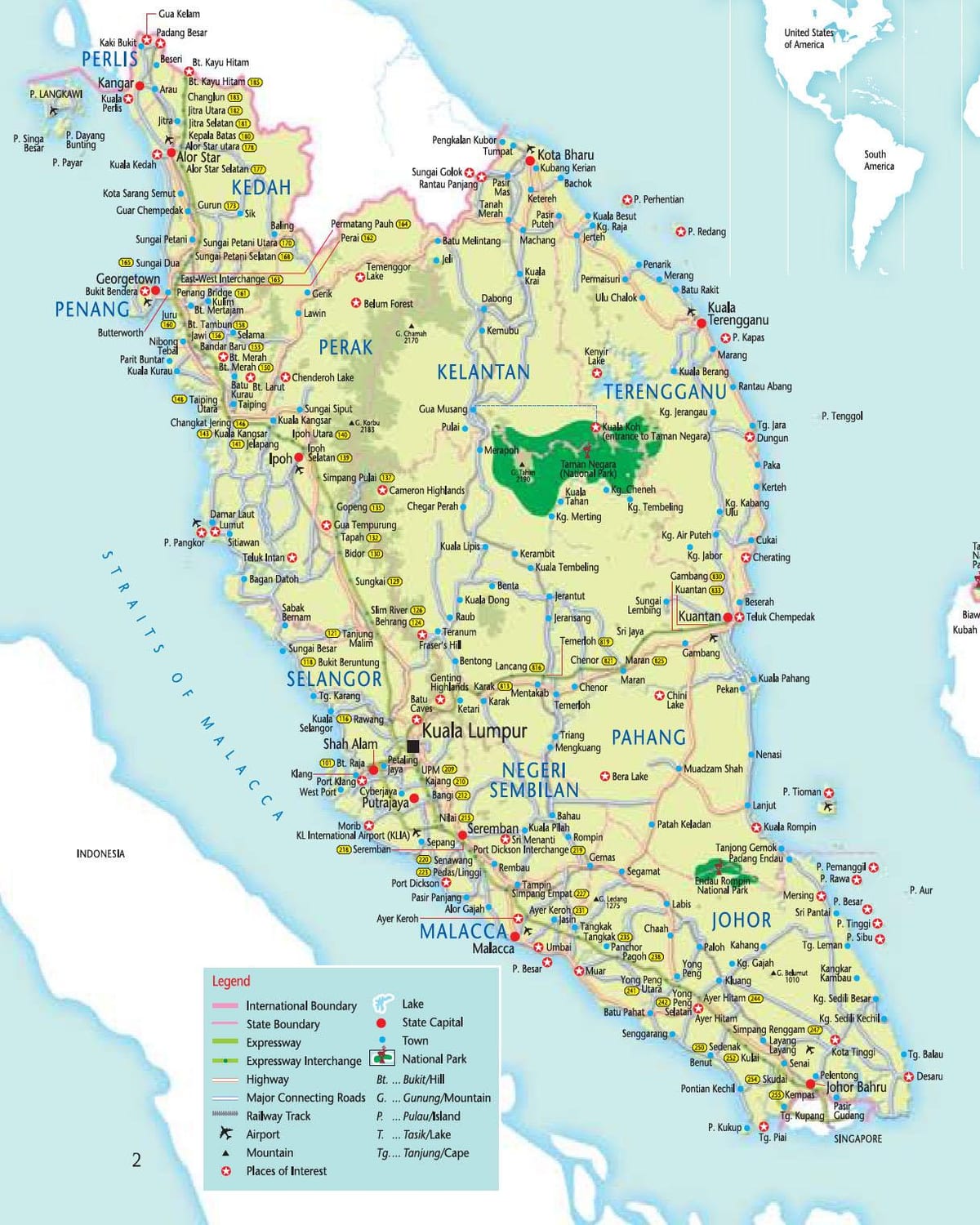 mapa de mapa as direccións malaisia