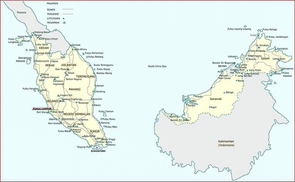 mapa detallado de malaisia