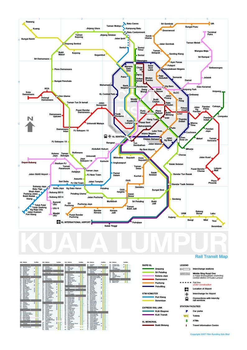 mrt liña 3 mapa da ruta malaisia
