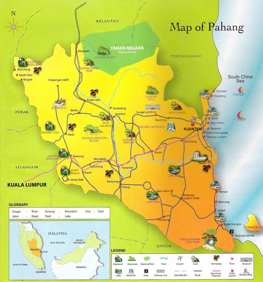 mapa de pahang estado malaisia