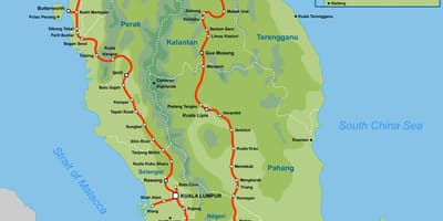 Malaisia tren mapa 2016