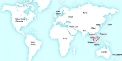 Mapa do mundo mostrando malaisia