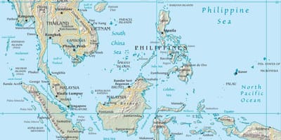 Mapa de malaisia e os países veciños