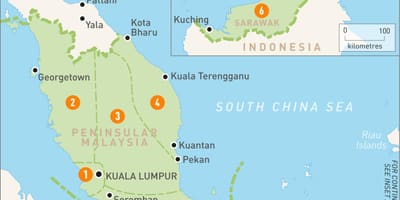 Malaisia rexións mapa